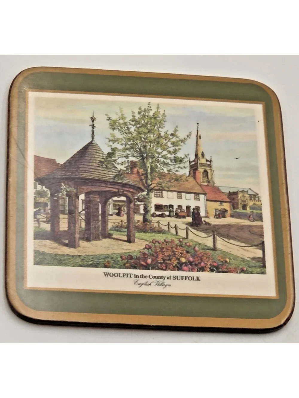 Vintage 1981 Pimpernel English Villages Coasters Set of 6 Acrylic Cork Backed